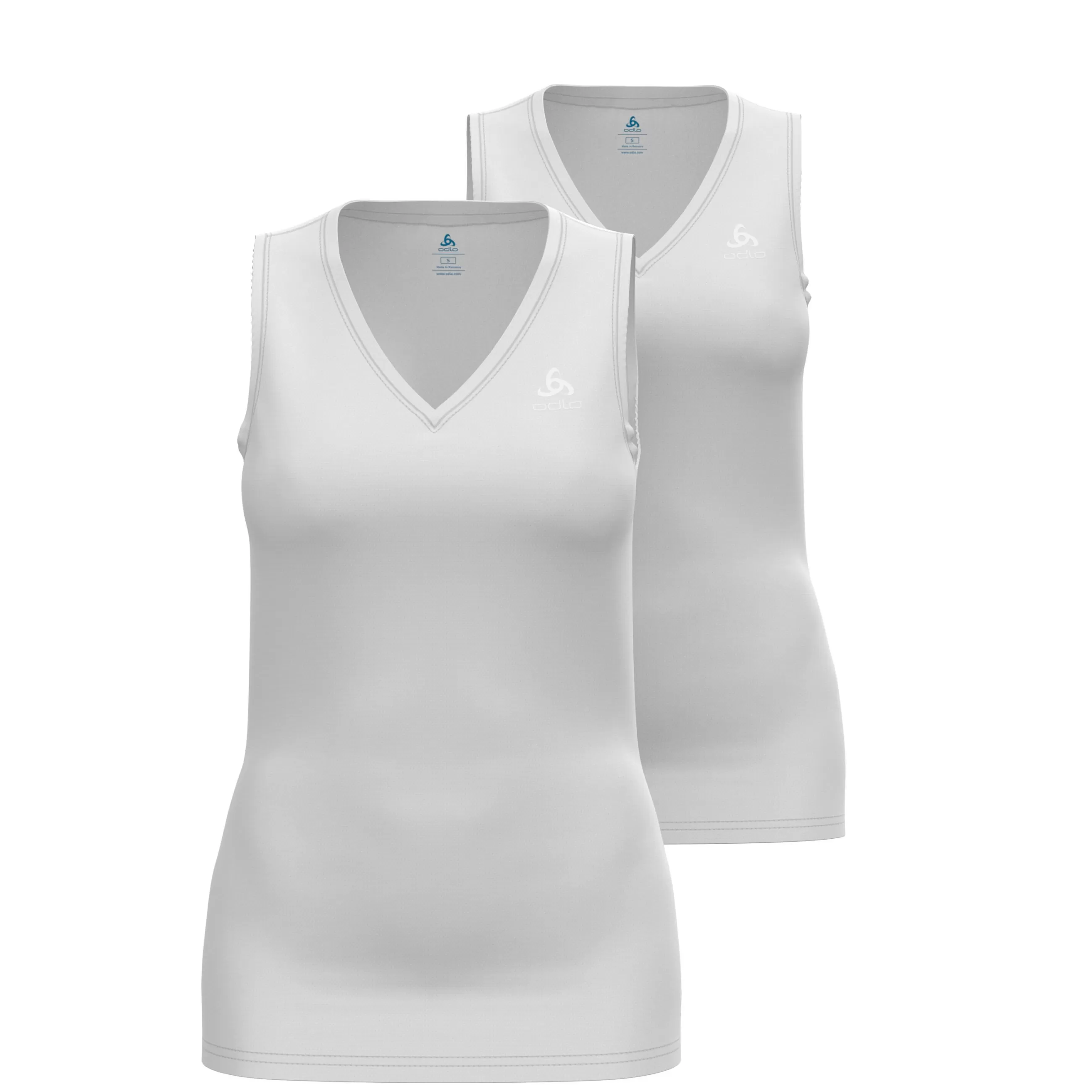Base Layers^Odlo The Active Everyday Eco V-Neck Singlet Base Layer Top - 2 Pack White