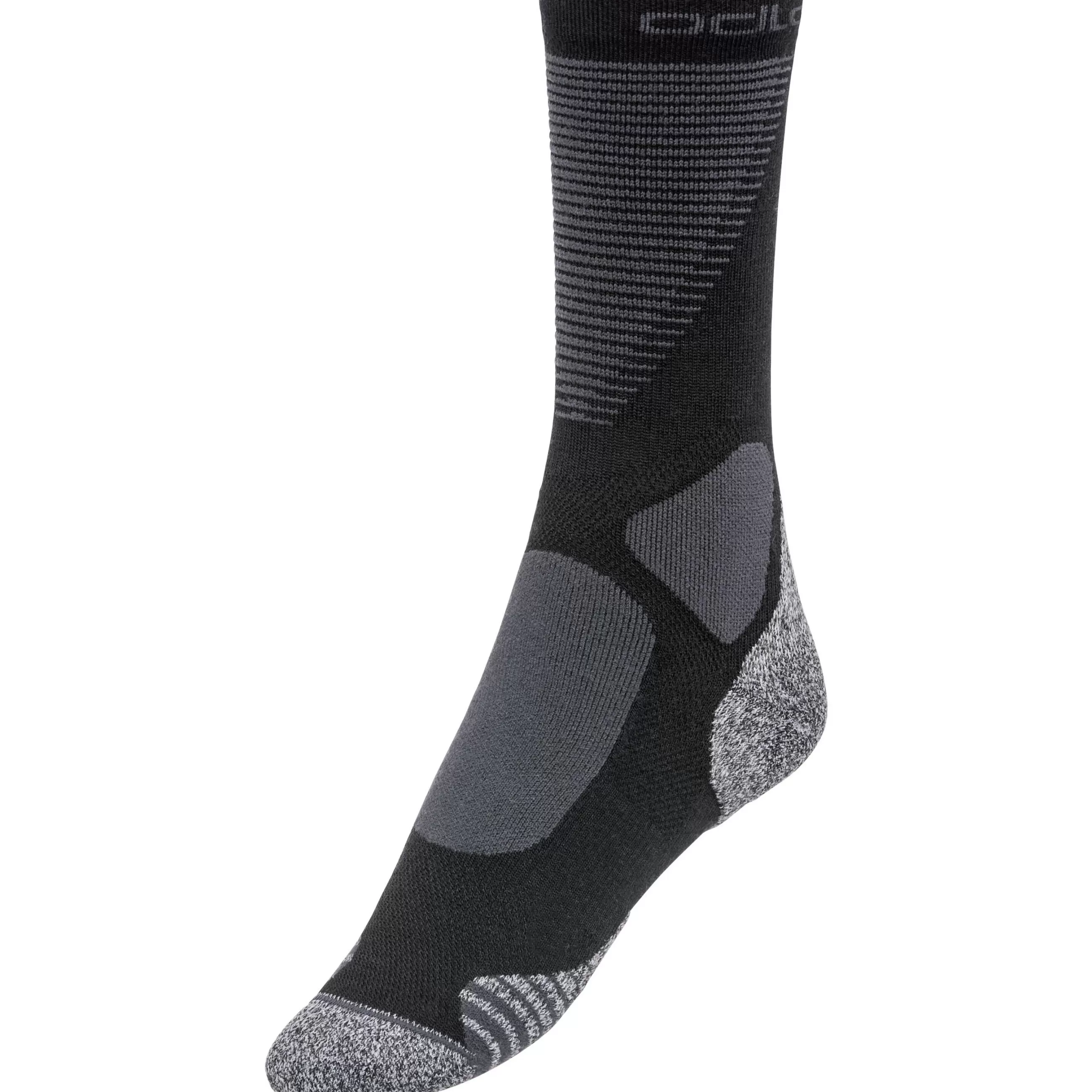 Socks^Odlo The Active Warm Cross-Country Unisex Crew Socks Black - Odlo Graphite Grey