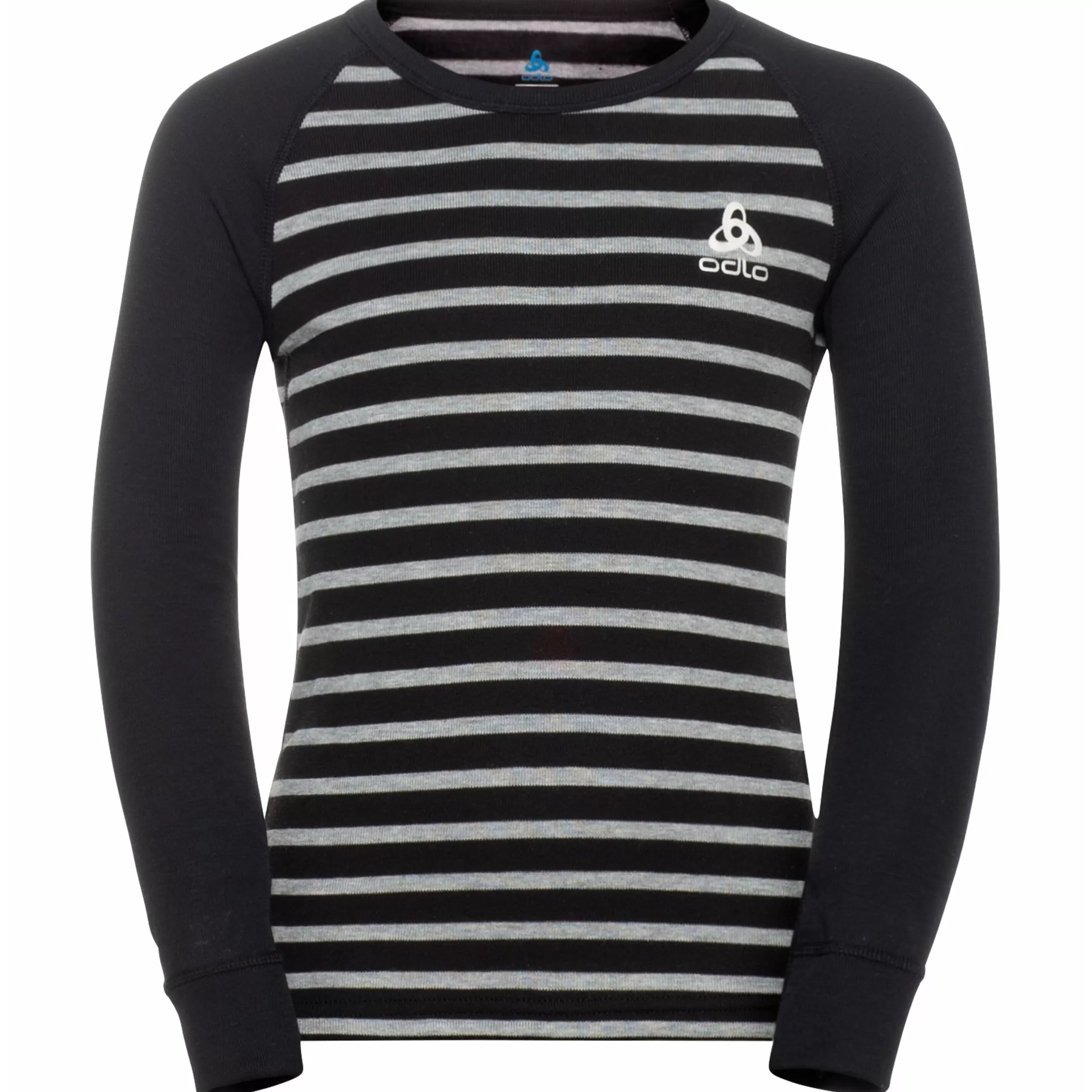 Clothing^Odlo The Active Warm Eco Kids' Stripes Long Sleeve Black - Grey Melange