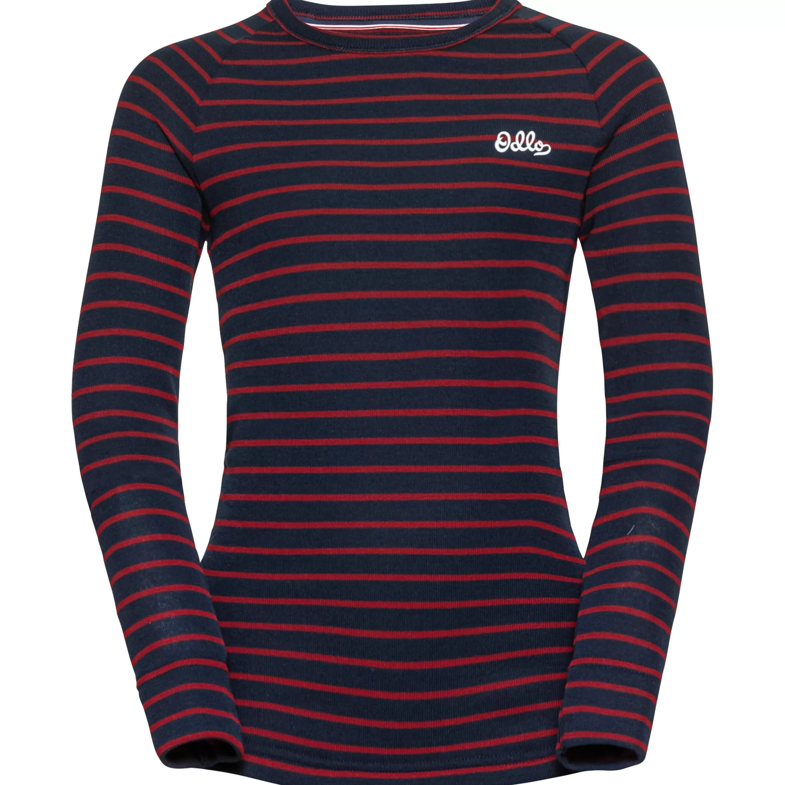 Clothing^Odlo The Active Warm Originals Eco Kids' Stripes Long Sleeve Dark Sapphire - Sundried Tomato