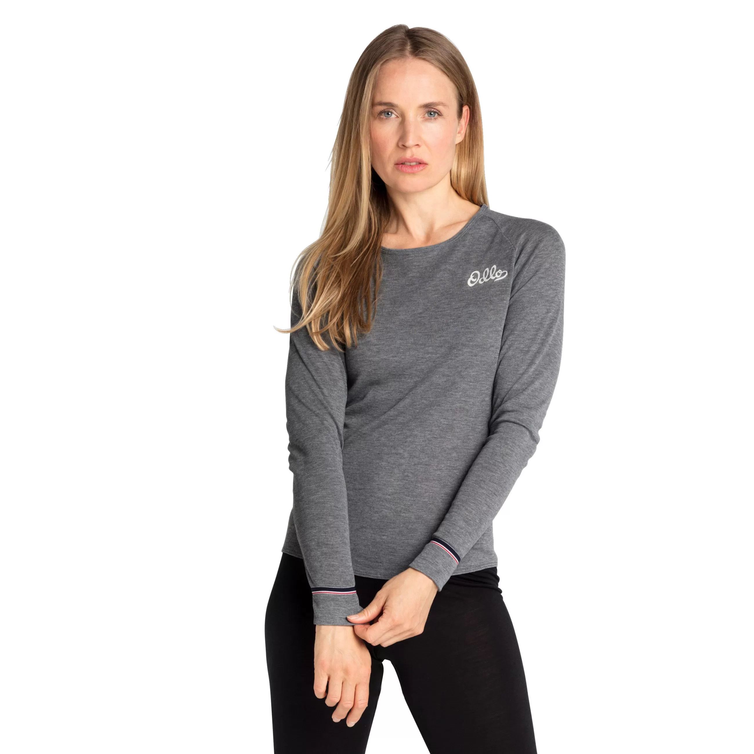 Base Layers^Odlo The Active Warm Originals Eco Long Sleeve Odlo Steel Grey Melange