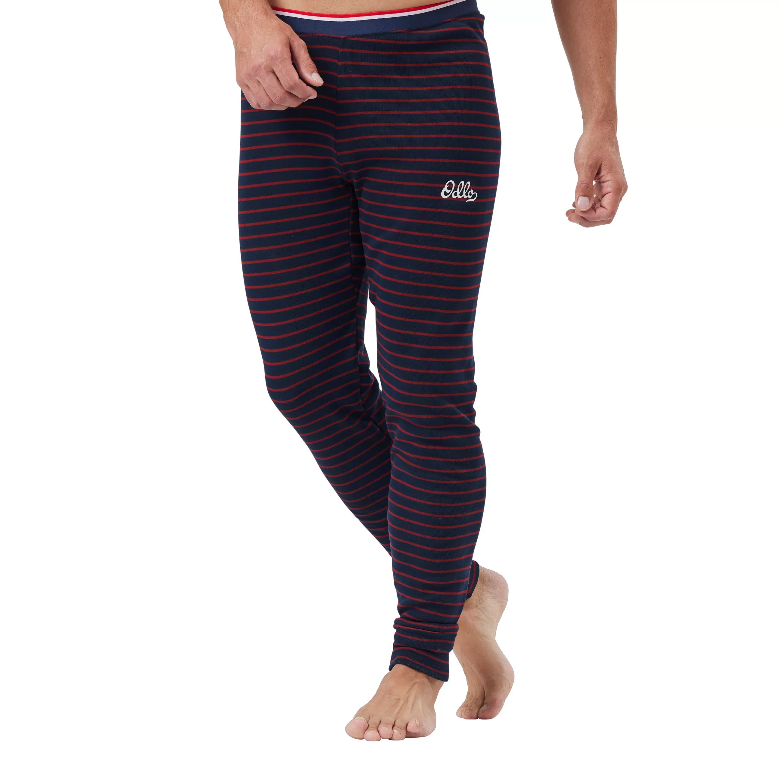 Base Layers^Odlo The Active Warm Originals Eco Stripe Bottoms Dark Sapphire - Sundried Tomato