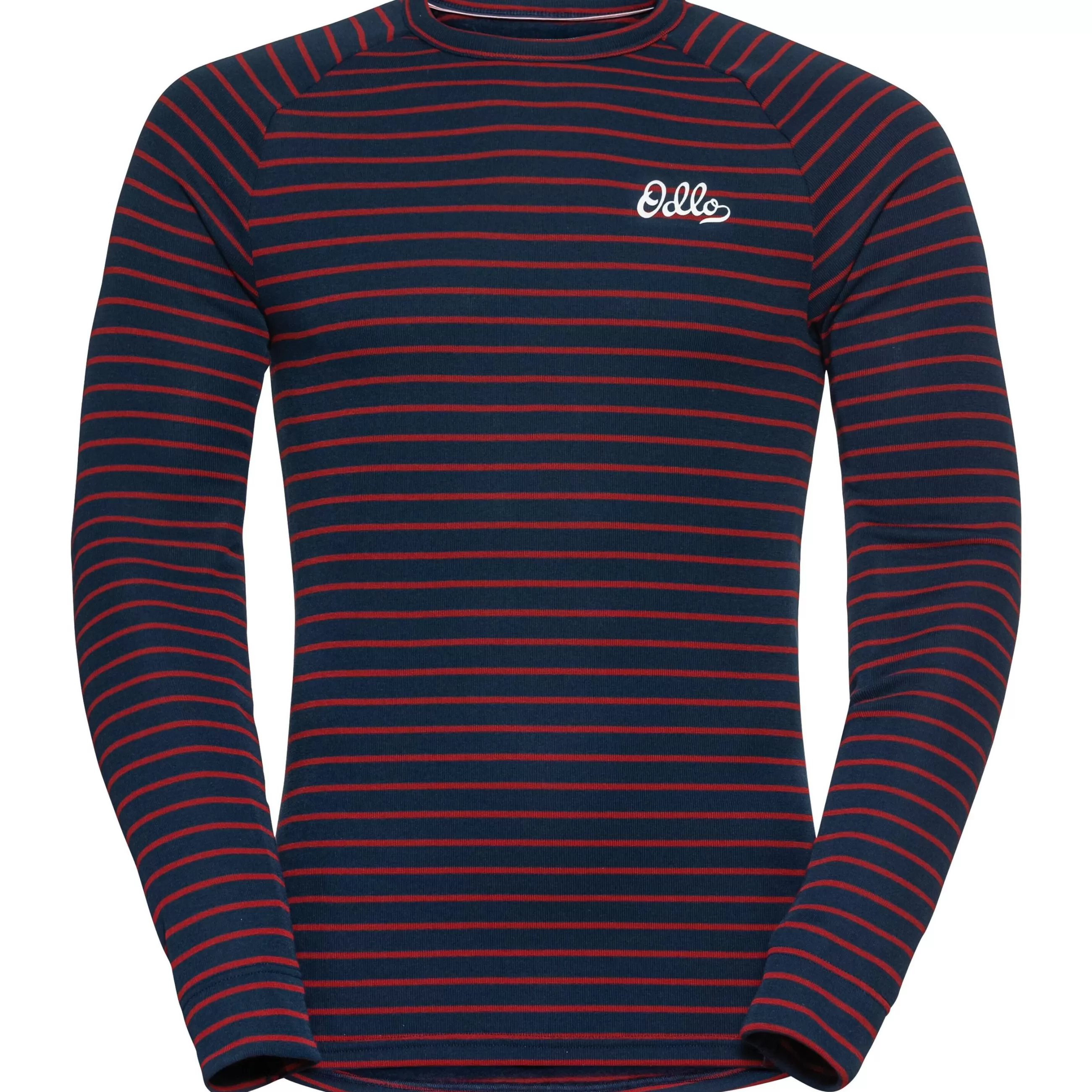 Base Layers^Odlo The Active Warm Originals Eco Stripe Long Sleeve Dark Sapphire - Sundried Tomato