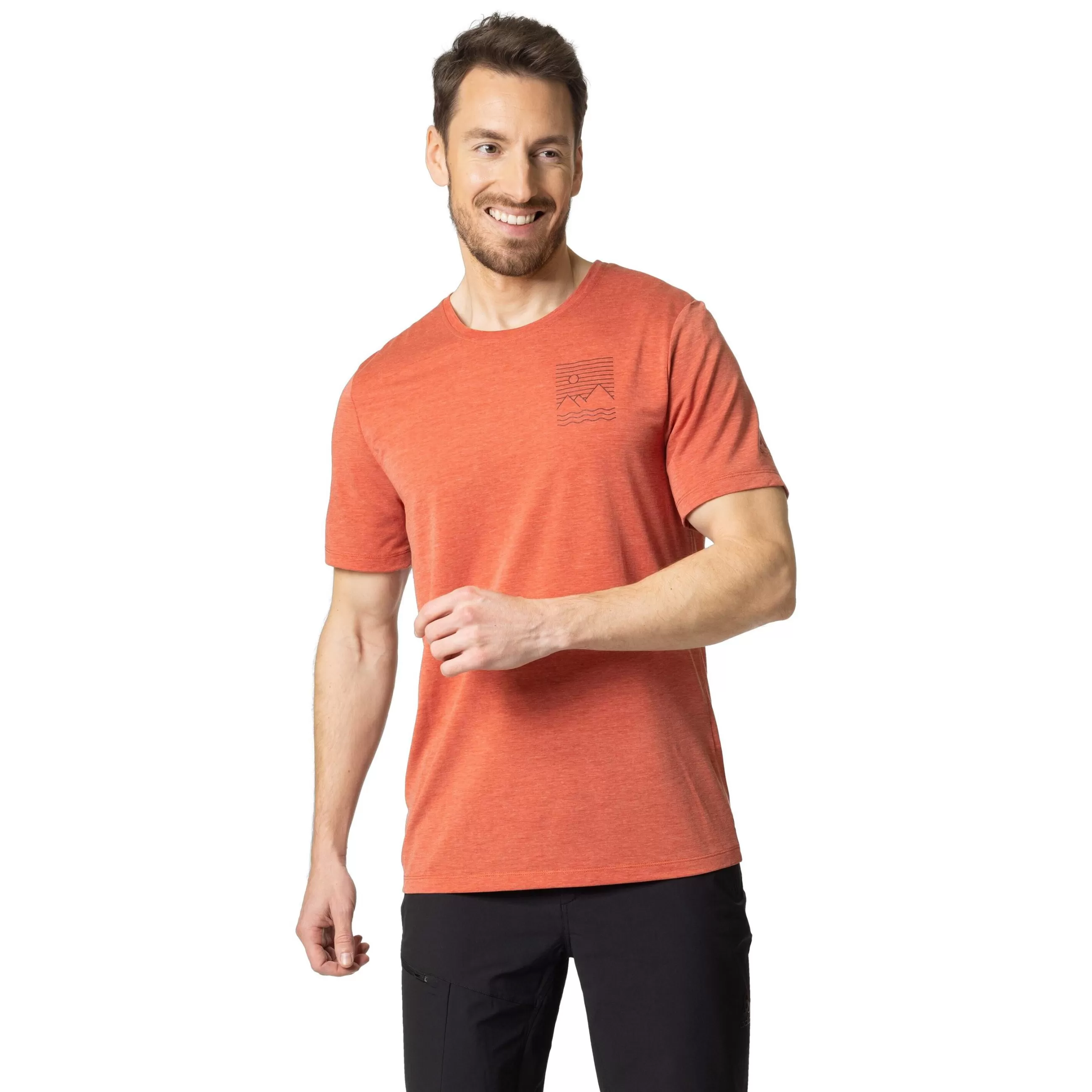 T-Shirts & Polos^Odlo The Ascent 365 Linear T-Shirt Ketchup Melange