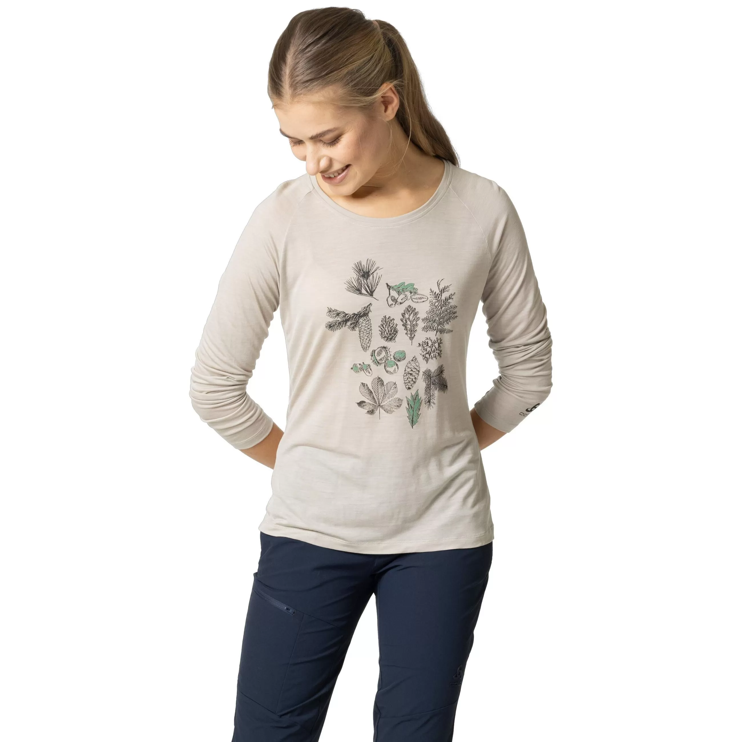 Mid Layers & Longsleeves^Odlo The Ascent Performance Wool 130 Forest Long Sleeve T-Shirt Silver Cloud Melange