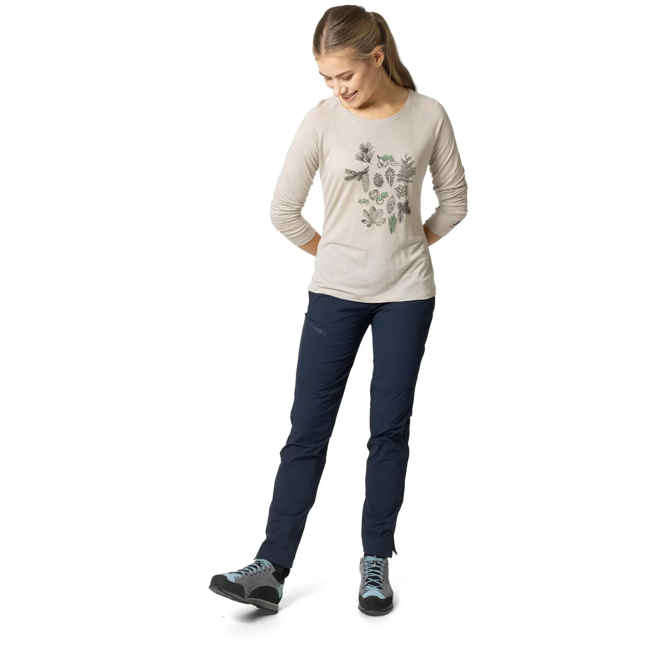 Mid Layers & Longsleeves^Odlo The Ascent Performance Wool 130 Forest Long Sleeve T-Shirt Silver Cloud Melange