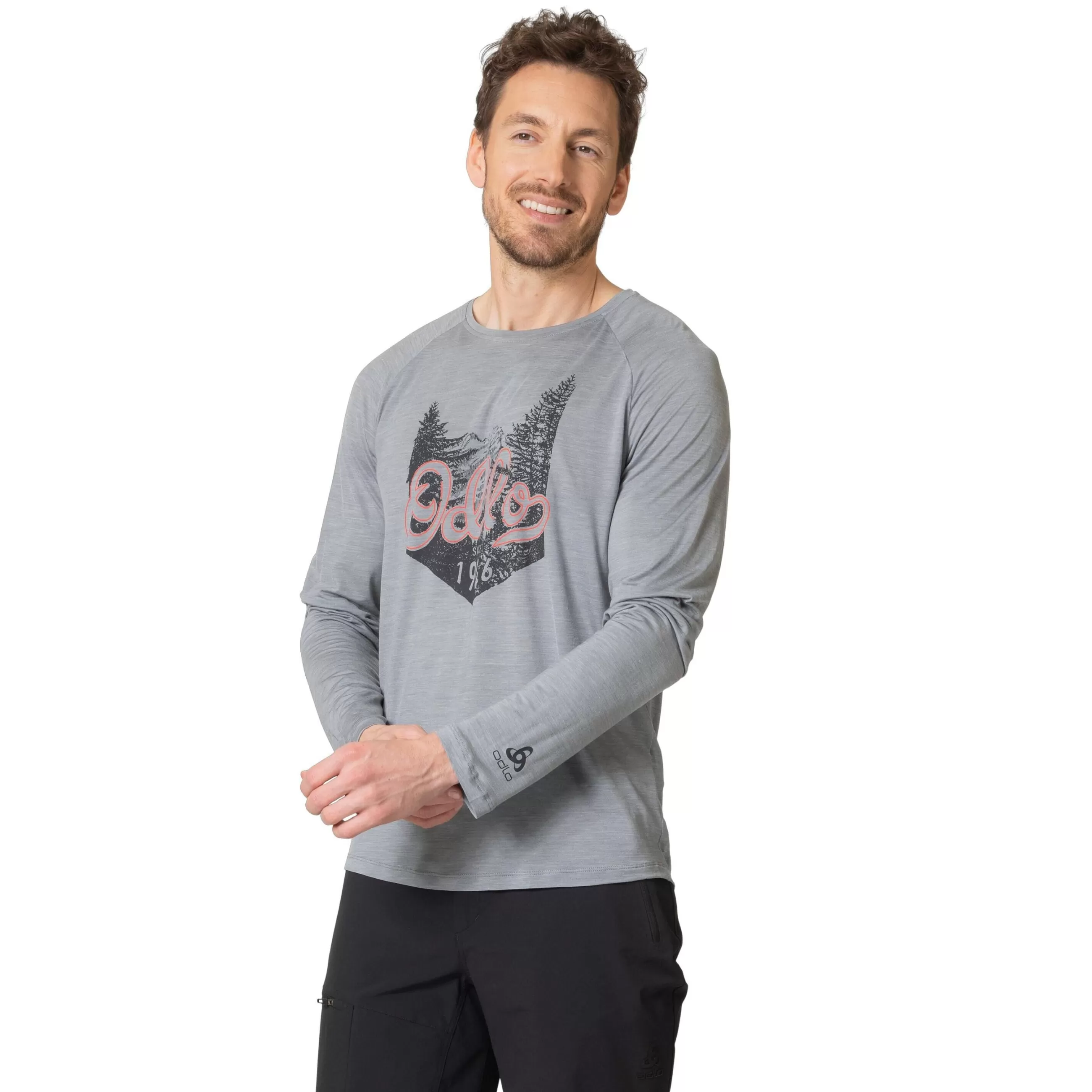 Mid Layers & Longsleeves^Odlo The Ascent Performance Wool 130 Hand Drawn Logo Long Sleeve T-Shirt Grey Melange