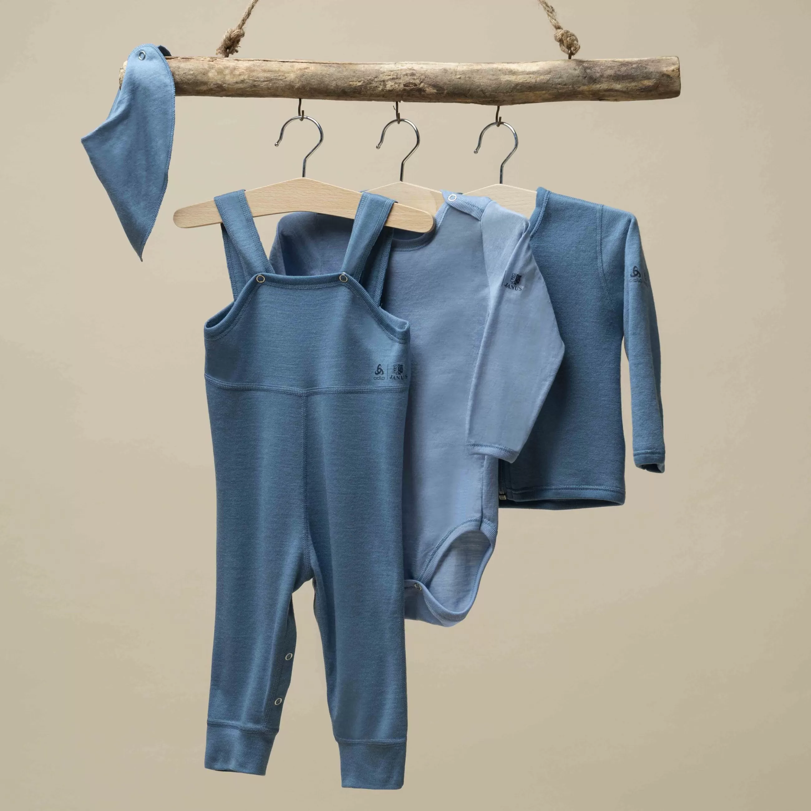 Play In Natural^Odlo The Espeland Merino 160 Long Sleeve Baby Bodysuit With Snaps Faded Denim