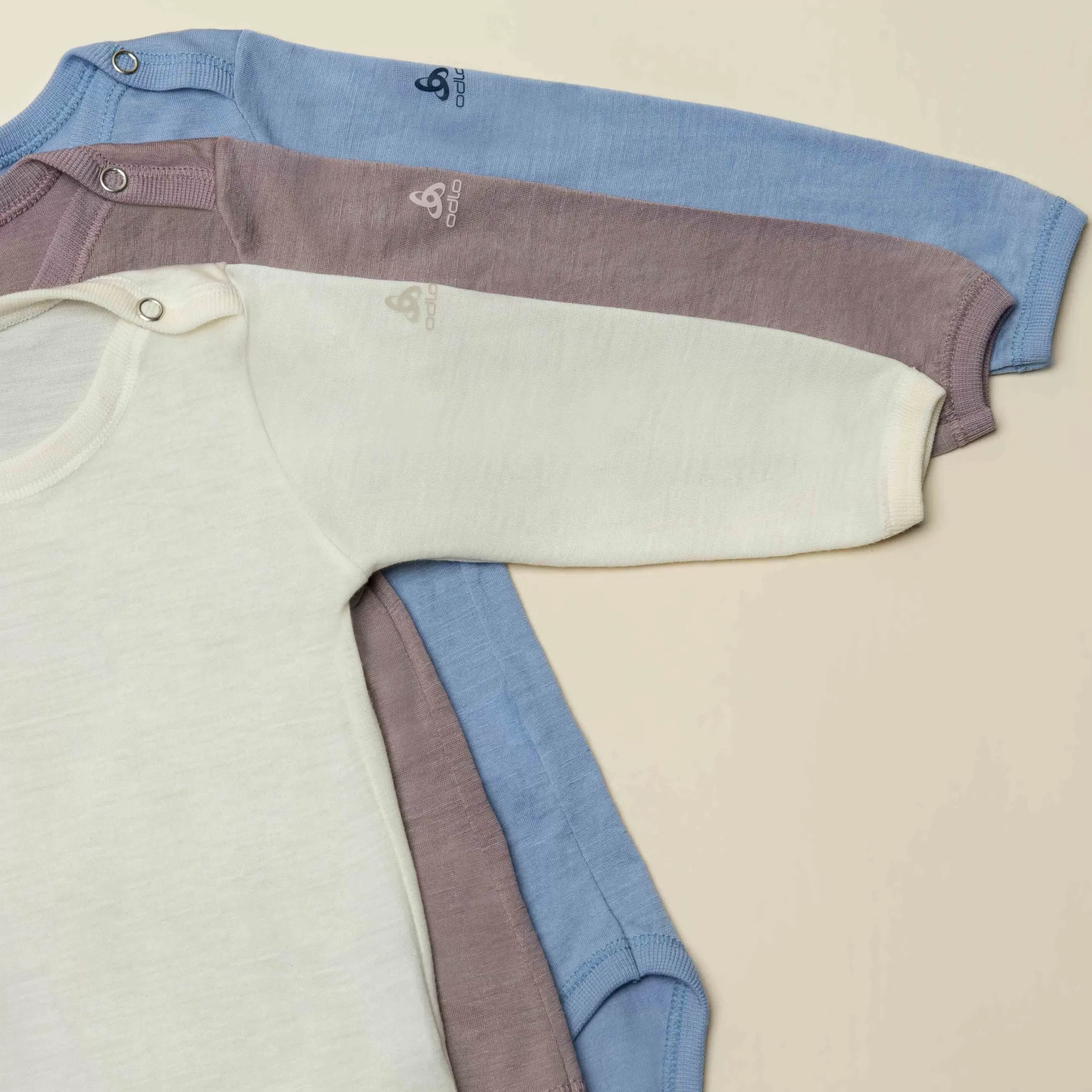 Play In Natural^Odlo The Espeland Merino 160 Long Sleeve Baby Bodysuit With Snaps Faded Denim