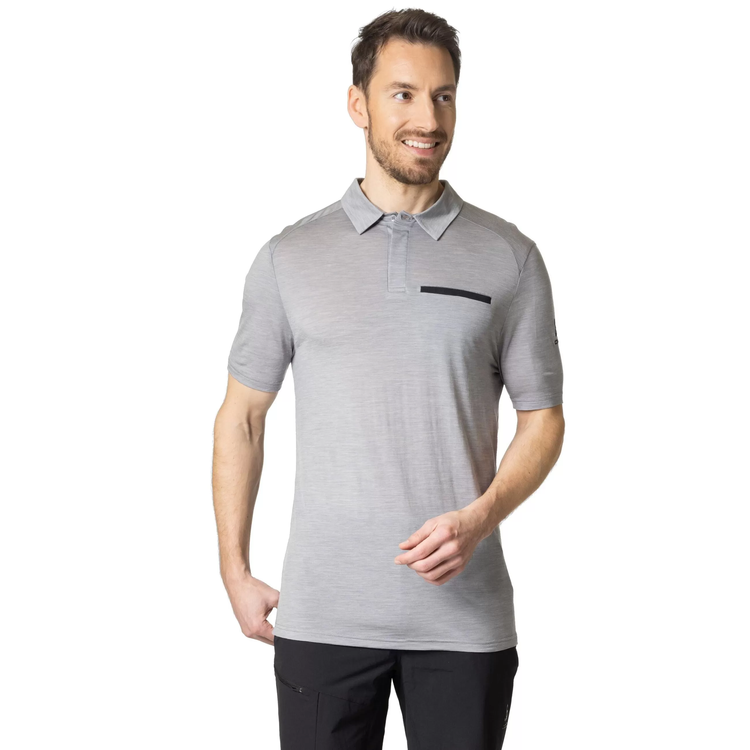 T-Shirts & Polos^Odlo The Essentials Performance Wool 130 Polo Shirt Grey Melange - Black