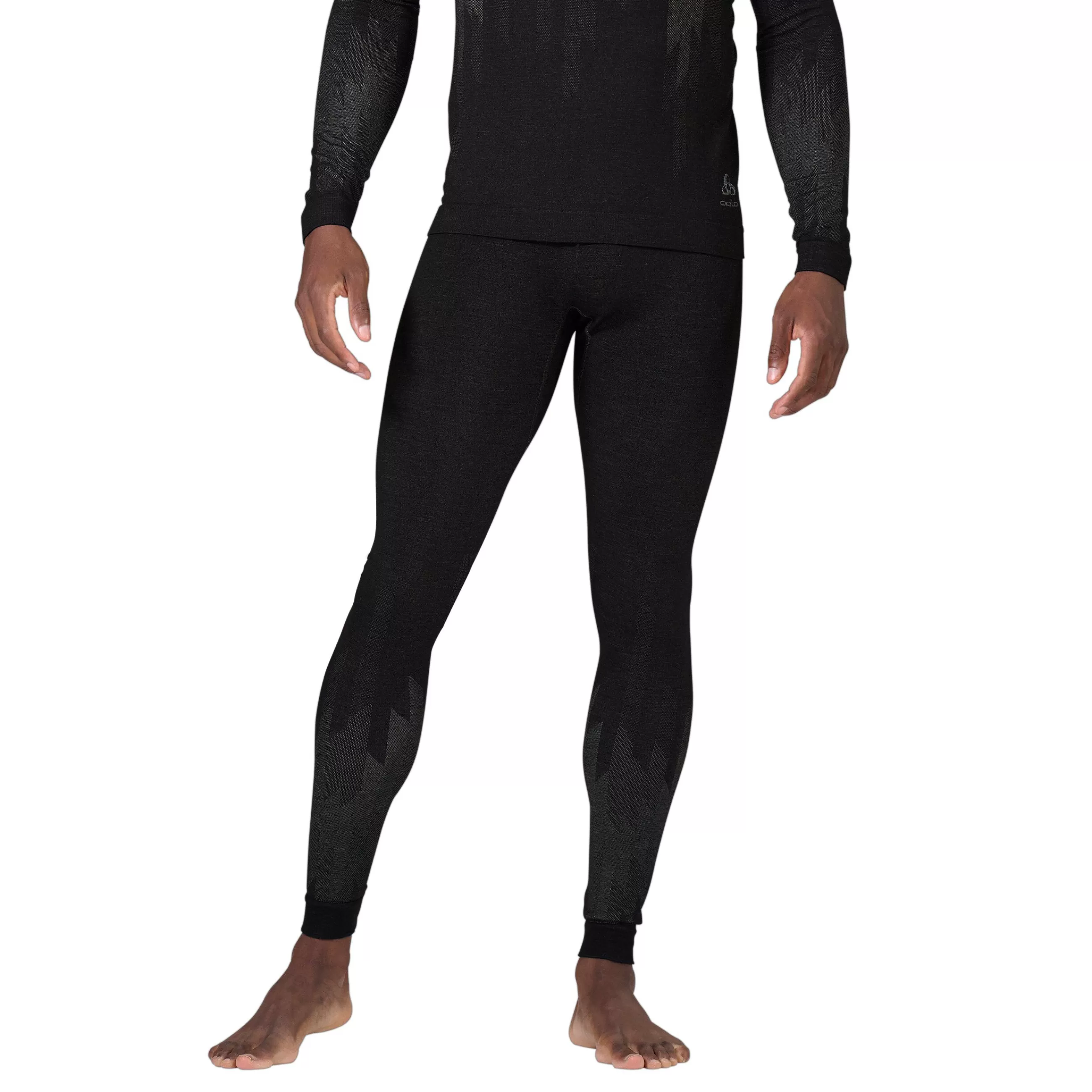 Base Layers^Odlo The Kinship Performance Wool Warm Bottoms Black Melange