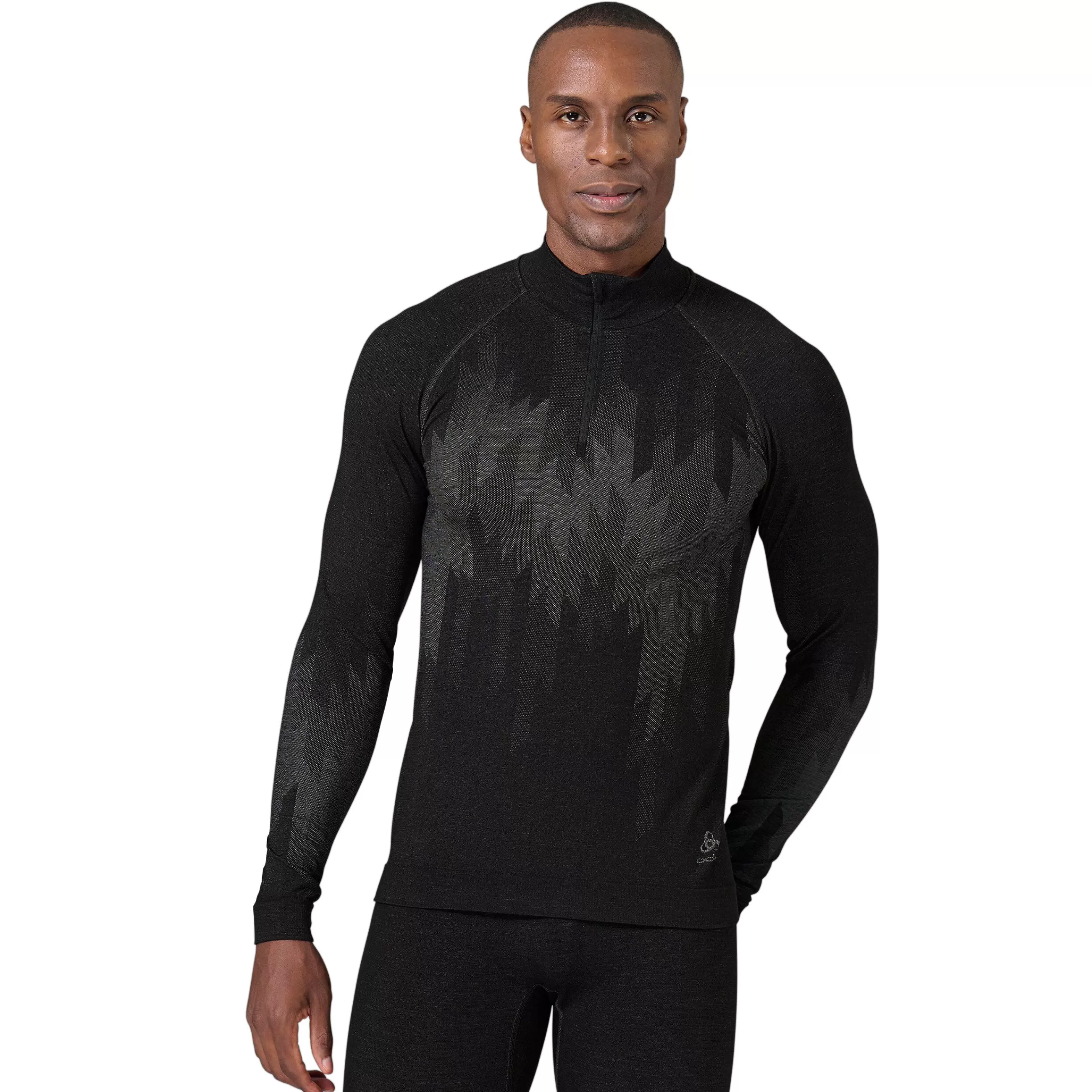 Base Layers^Odlo The Kinship Performance Wool Warm Half-Zip Long-Sleeve Black Melange