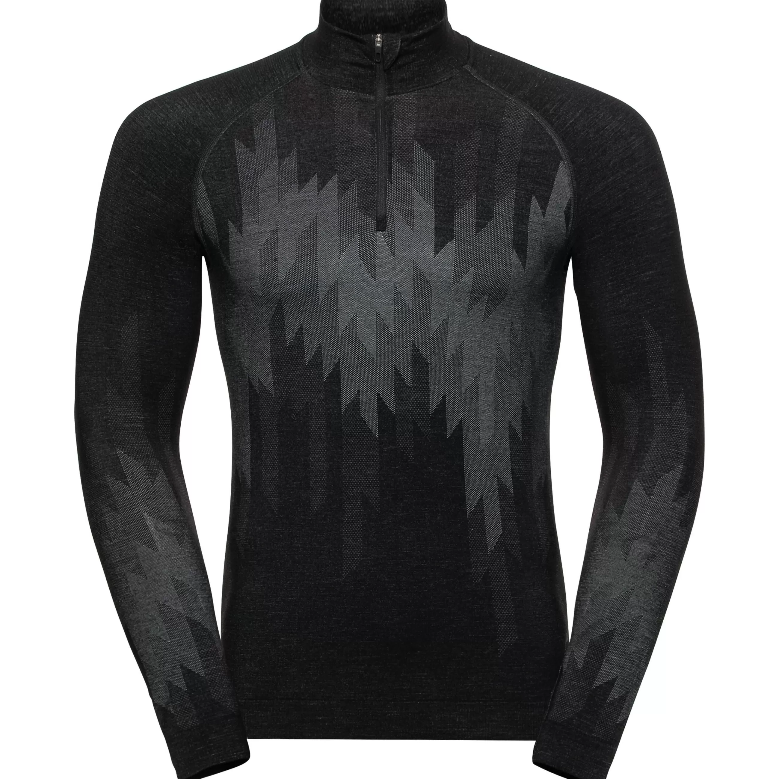 Base Layers^Odlo The Kinship Performance Wool Warm Half-Zip Long-Sleeve Black Melange