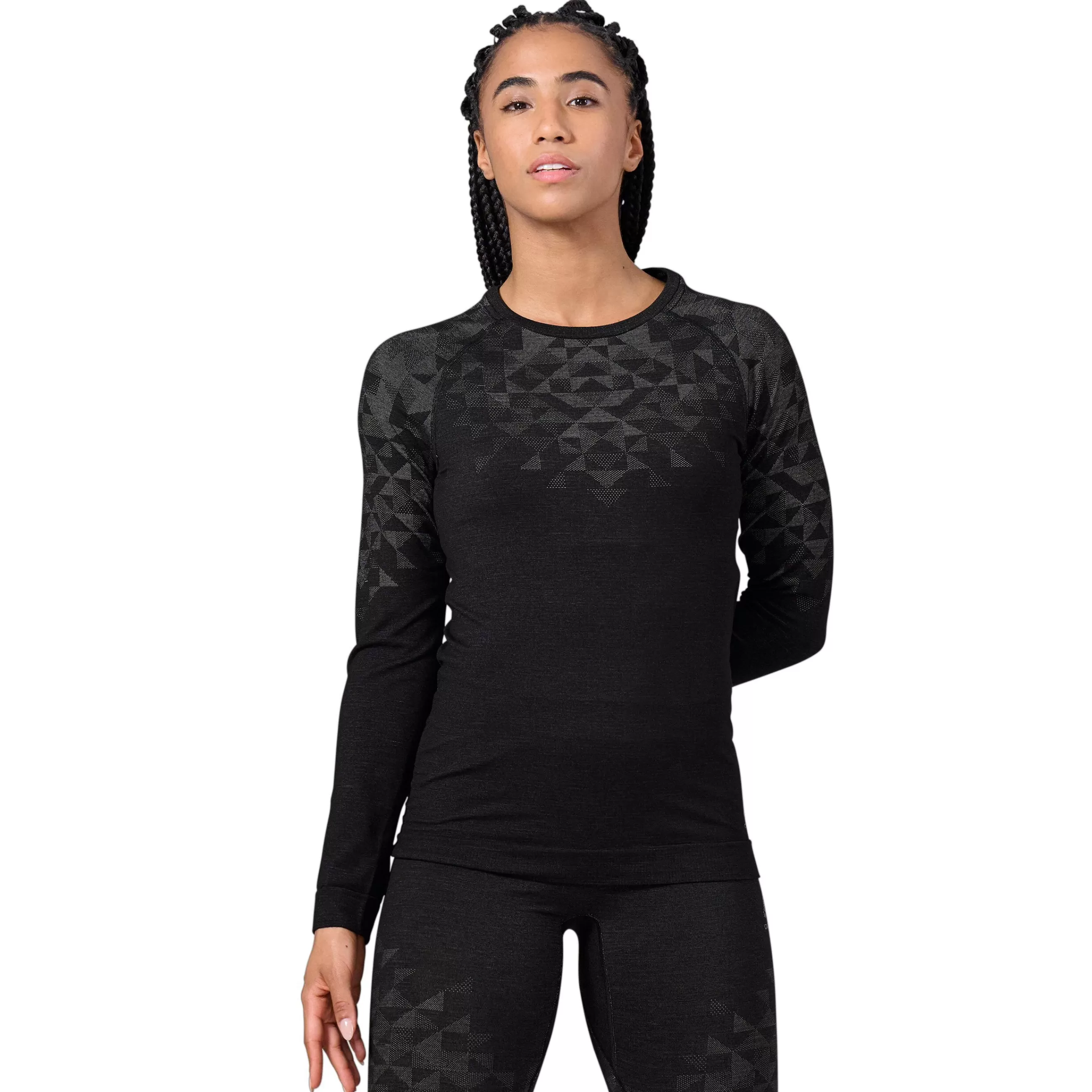 Base Layers^Odlo The Kinship Performance Wool Warm Long Sleeve Crew Neck Base Layer Black Melange
