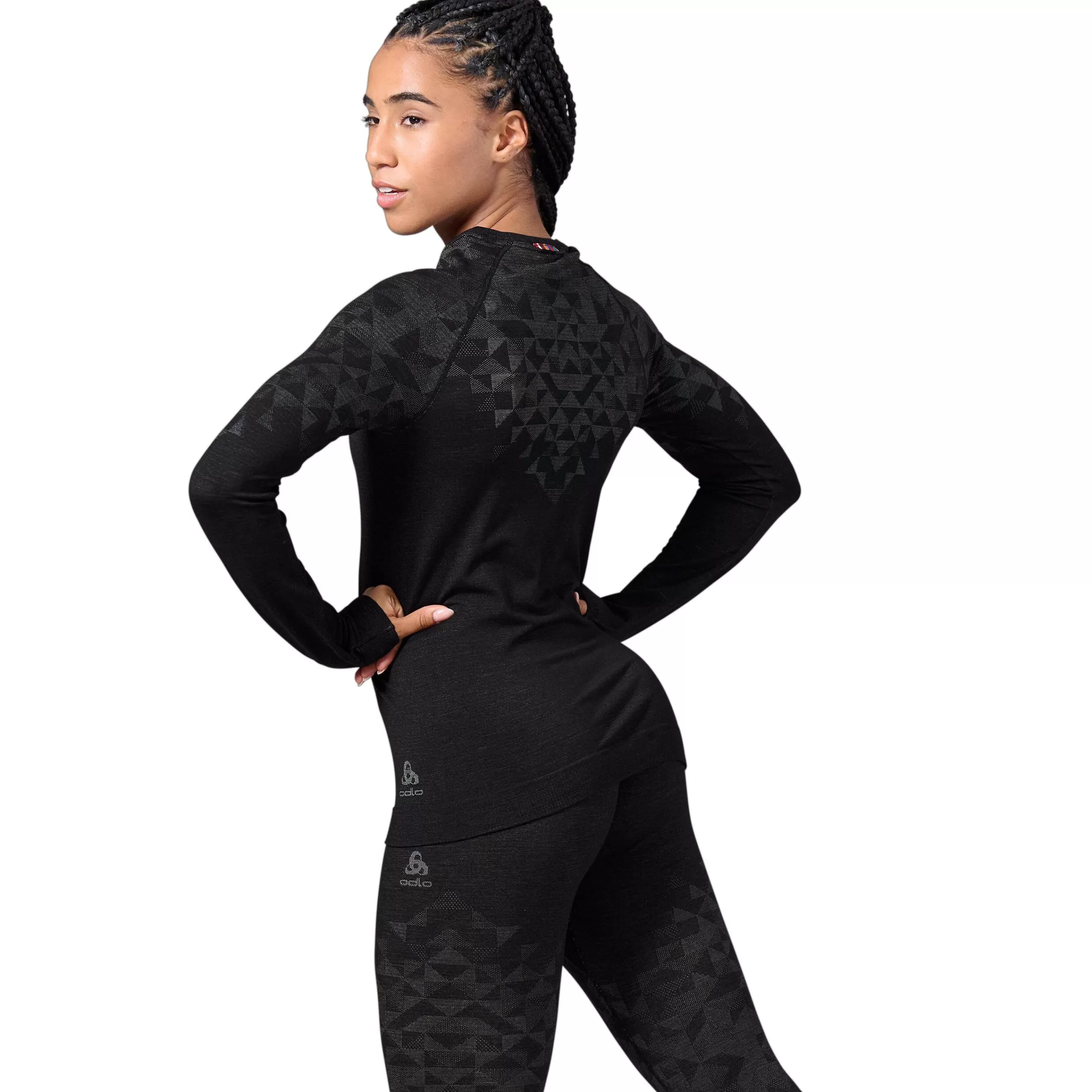 Base Layers^Odlo The Kinship Performance Wool Warm Long Sleeve Crew Neck Base Layer Black Melange