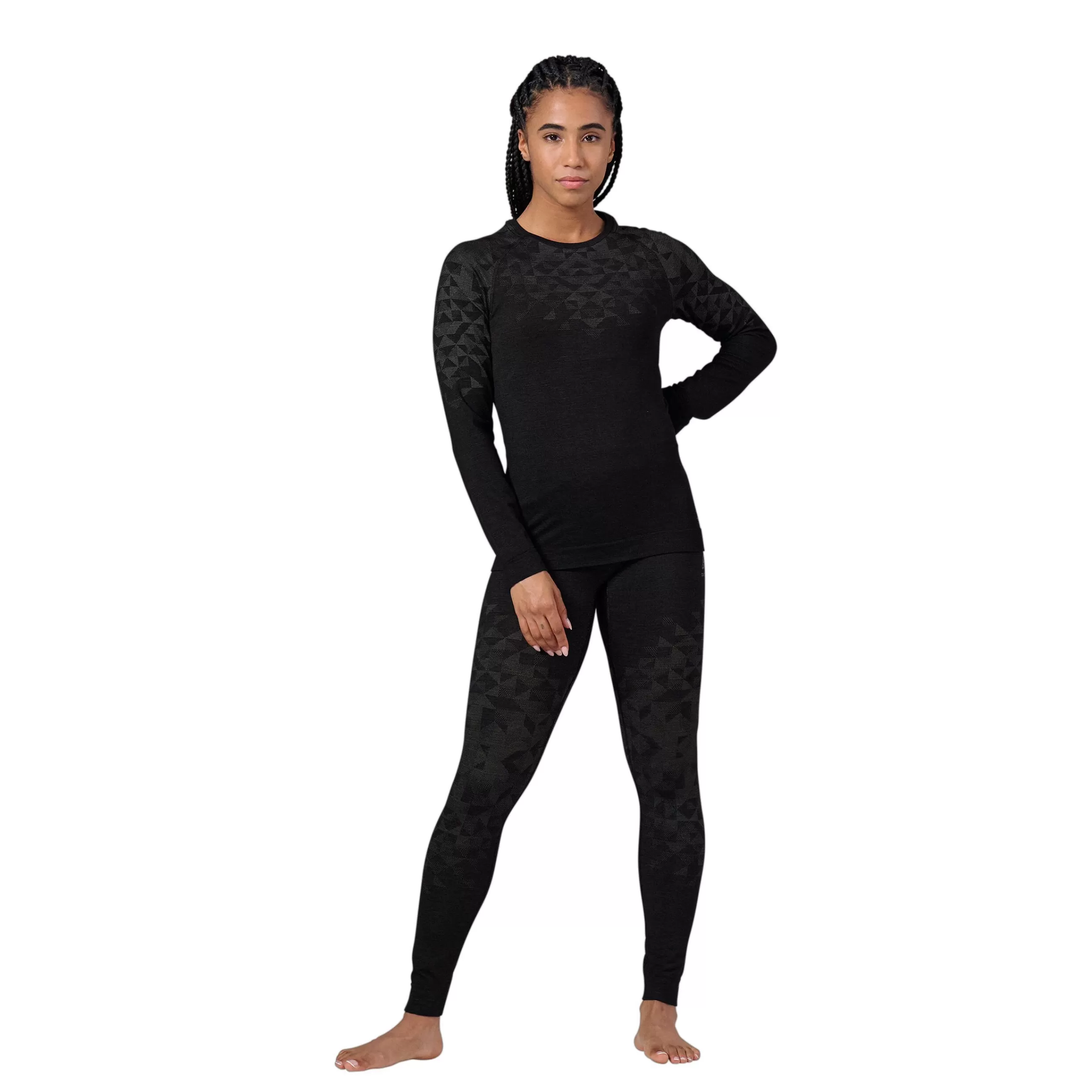 Base Layers^Odlo The Kinship Performance Wool Warm Long Sleeve Crew Neck Base Layer Black Melange