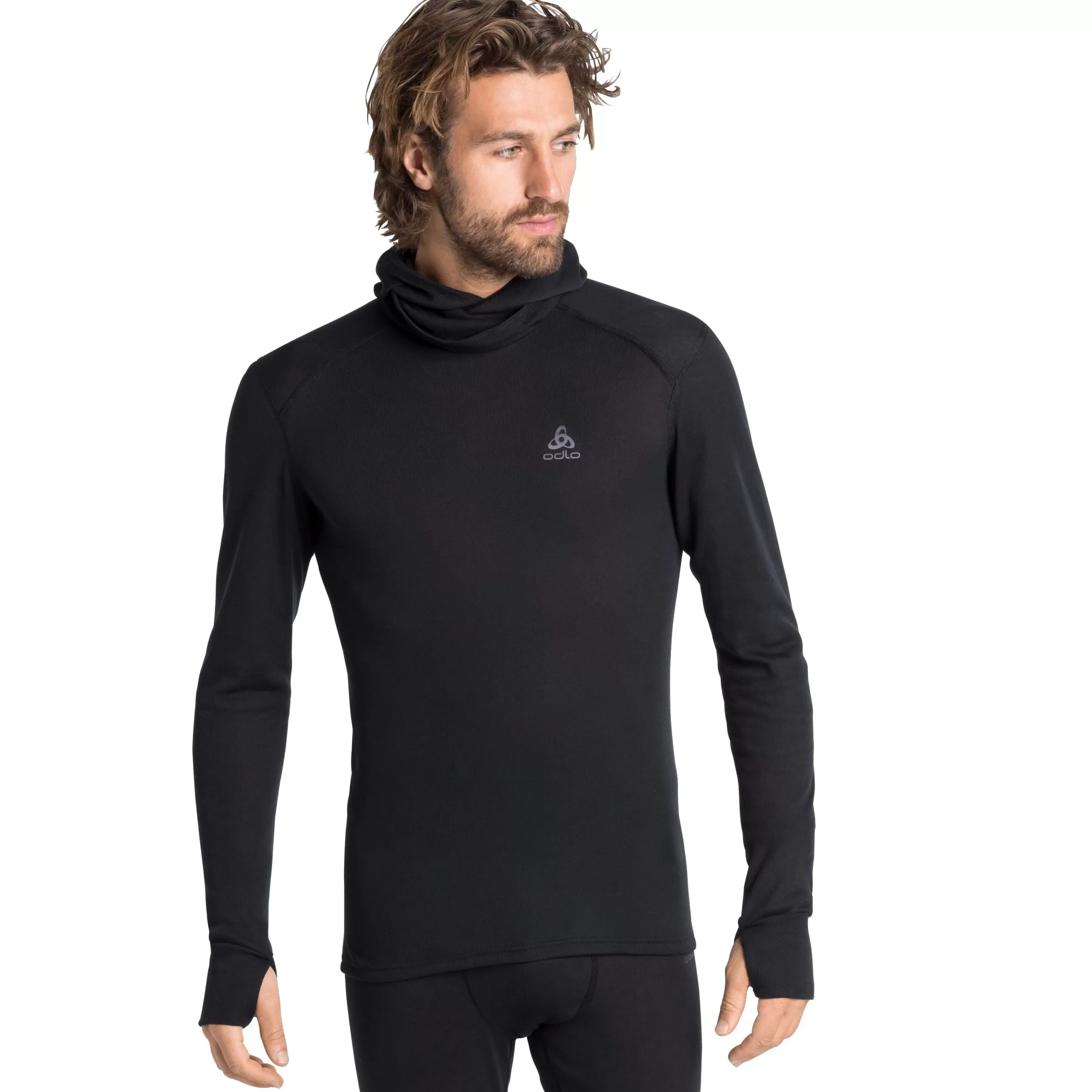 Base Layers^Odlo The Men's Active Warm Eco Base Layer Top With Facemask Black