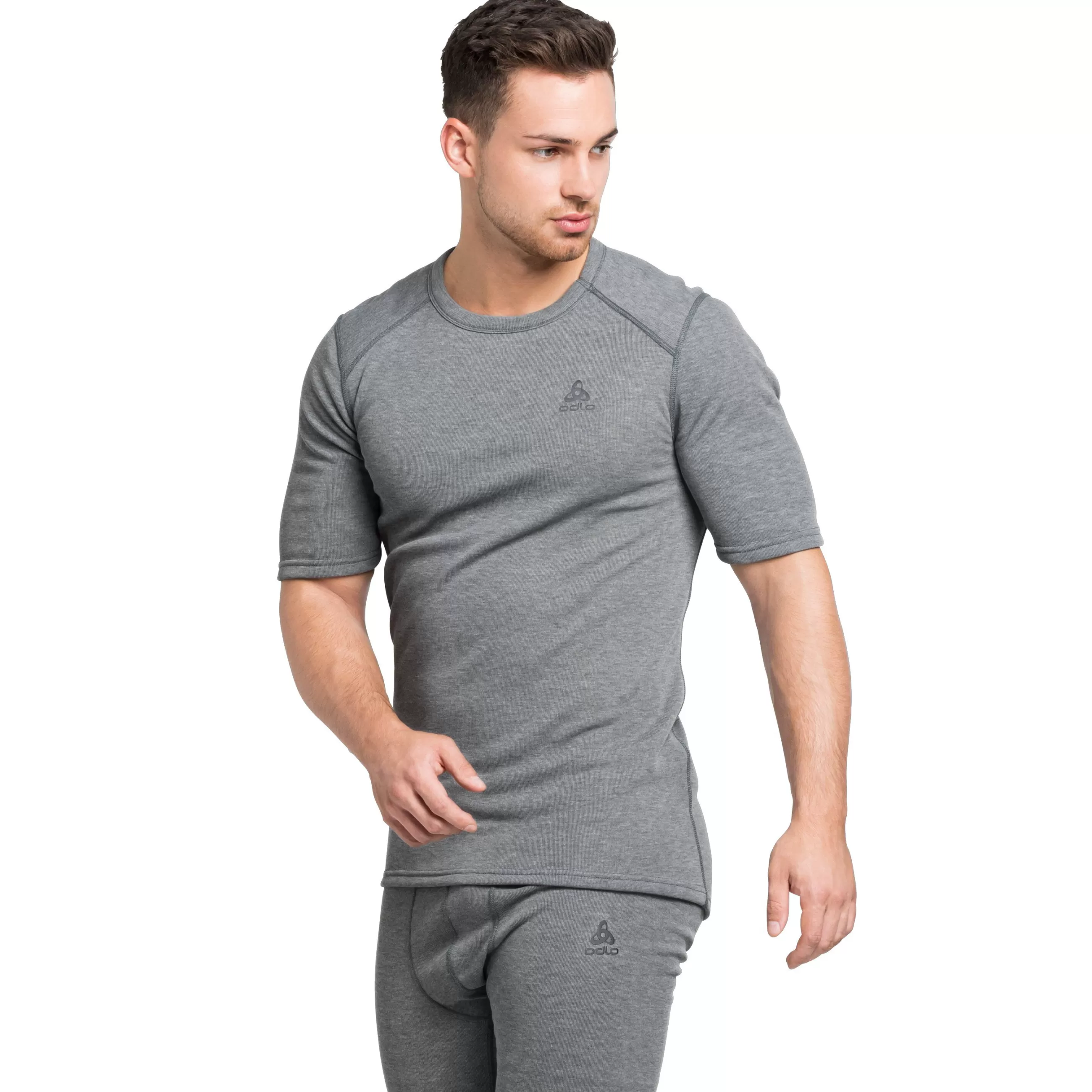 Base Layers^Odlo The Men's Active Warm Eco Base Layer T-Shirt Odlo Steel Grey Melange