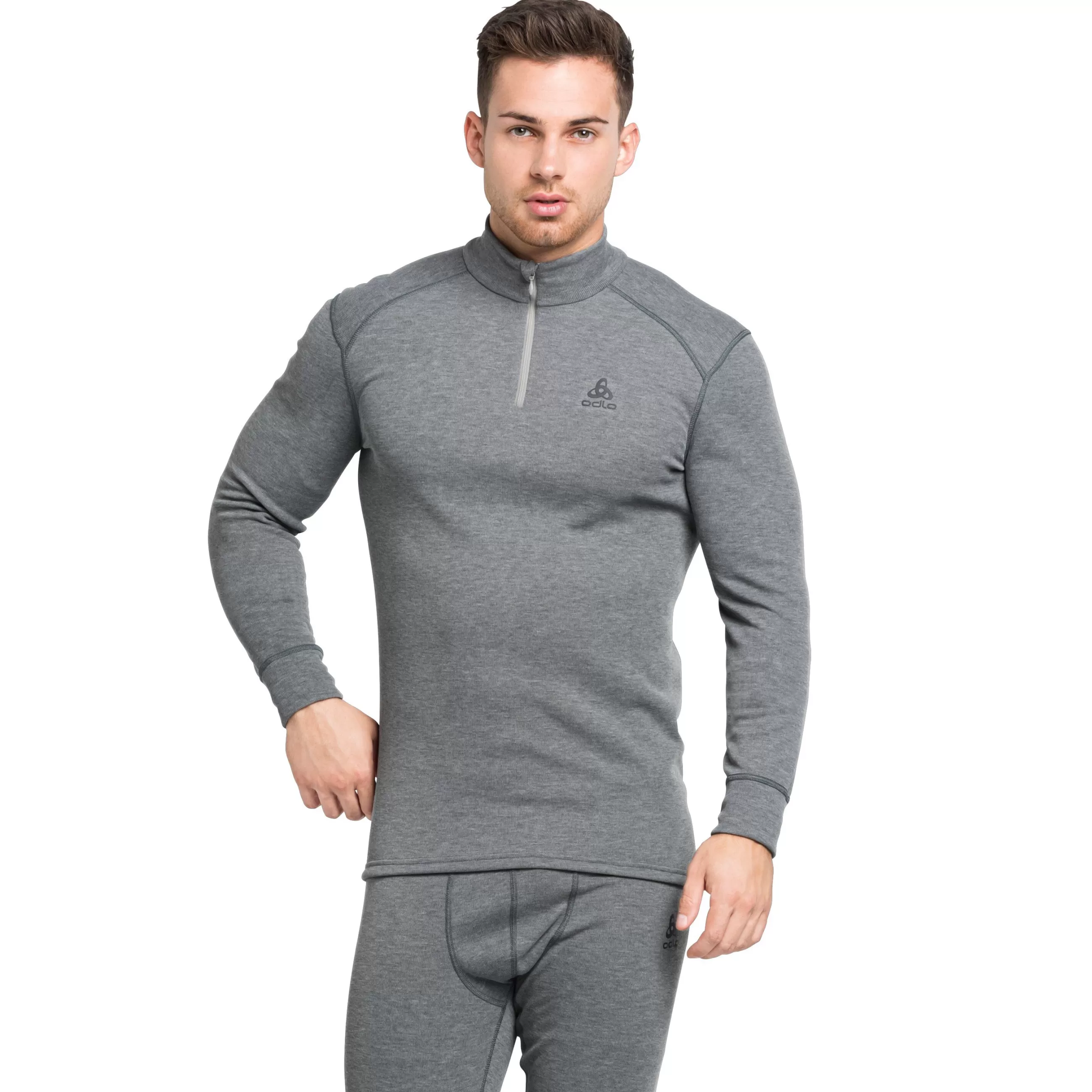 Base Layers^Odlo The Men's Active Warm Eco Half-Zip Turtleneck Base Layer Top Odlo Steel Grey Melange