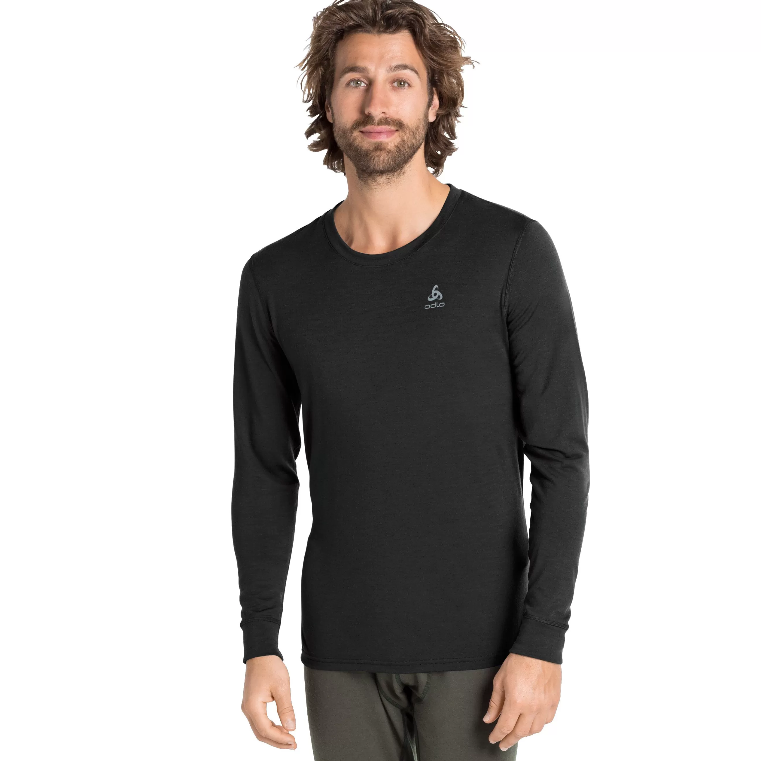 Base Layers^Odlo The Men's Natural 100% Merino Warm Long Sleeve Base Layer Top Black - Black