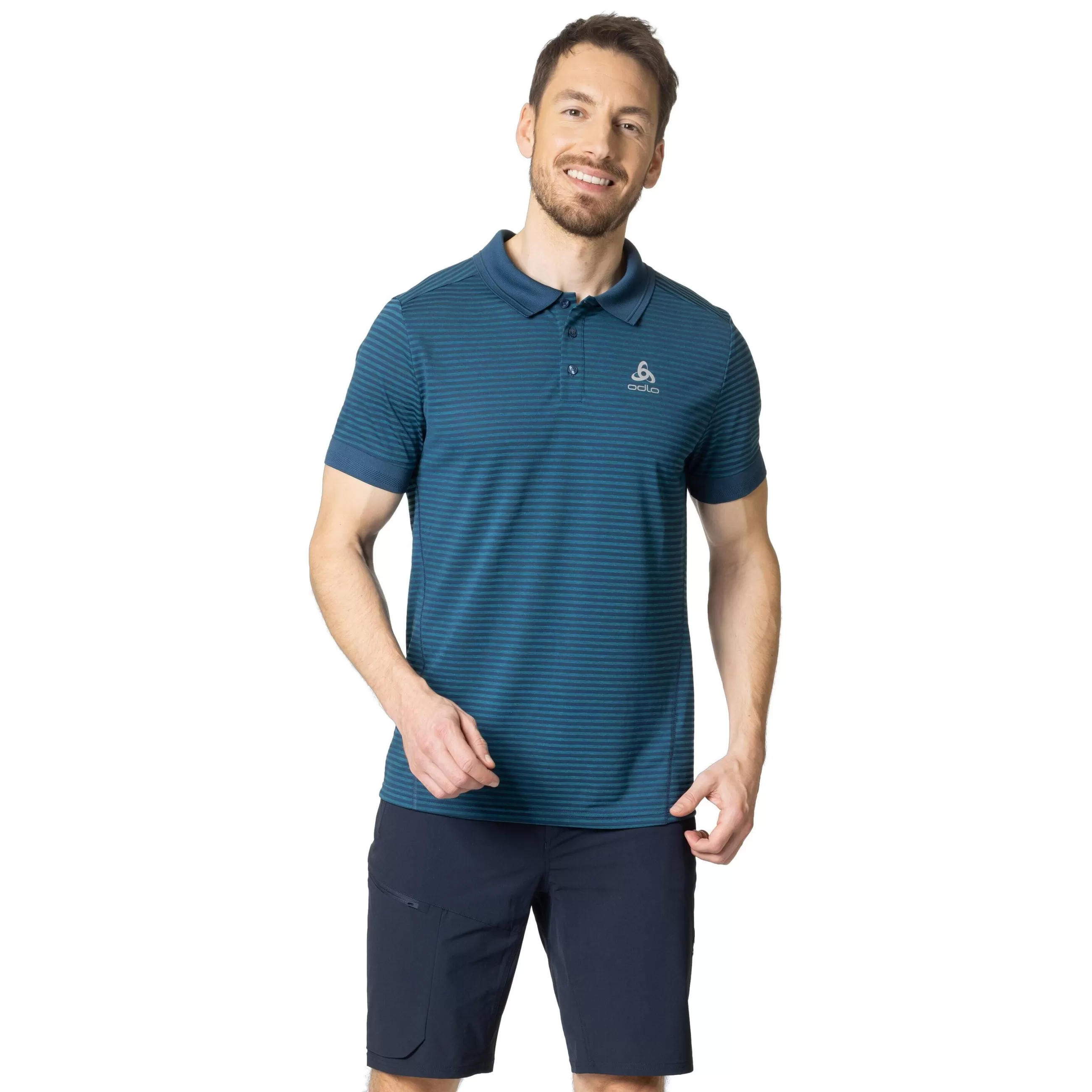 T-Shirts & Polos^Odlo The Men's Nikko Dry Polo Shirt Saxony Blue - Blue Wing Teal Stripes