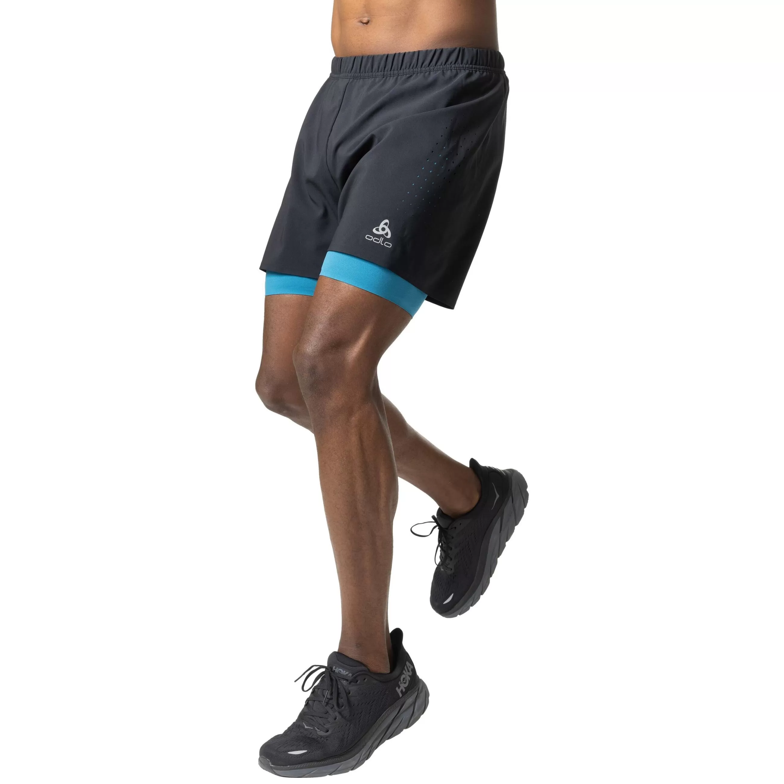 Shorts^Odlo The Men's Zeroweight 5 Inch 2-In-1 Running Shorts Black - Saxony Blue