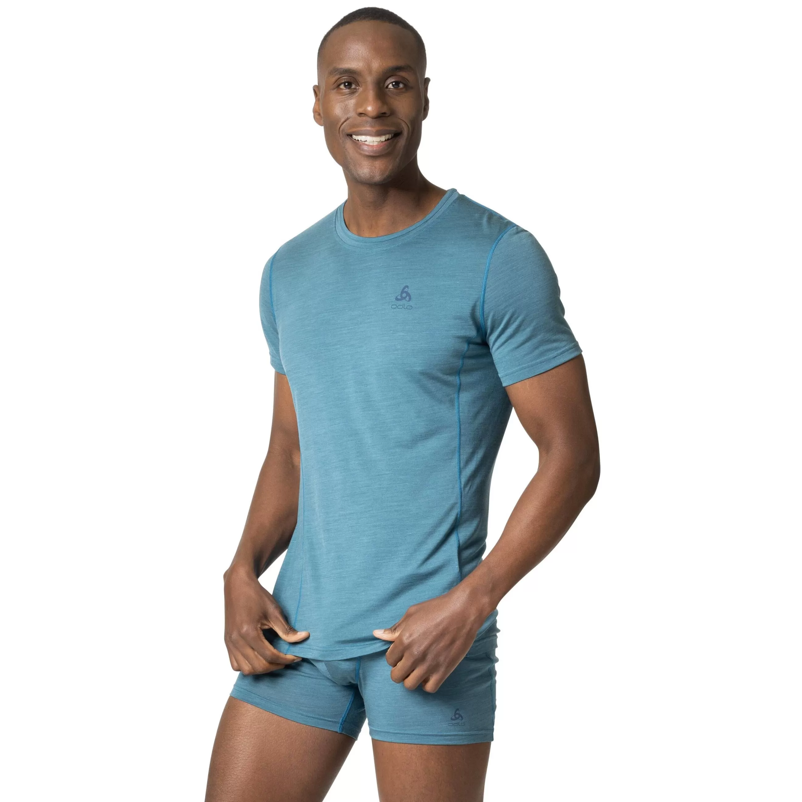 Base Layers^Odlo The Natural Performance Wool 130 Base Layer T-Shirt Saxony Blue Melange