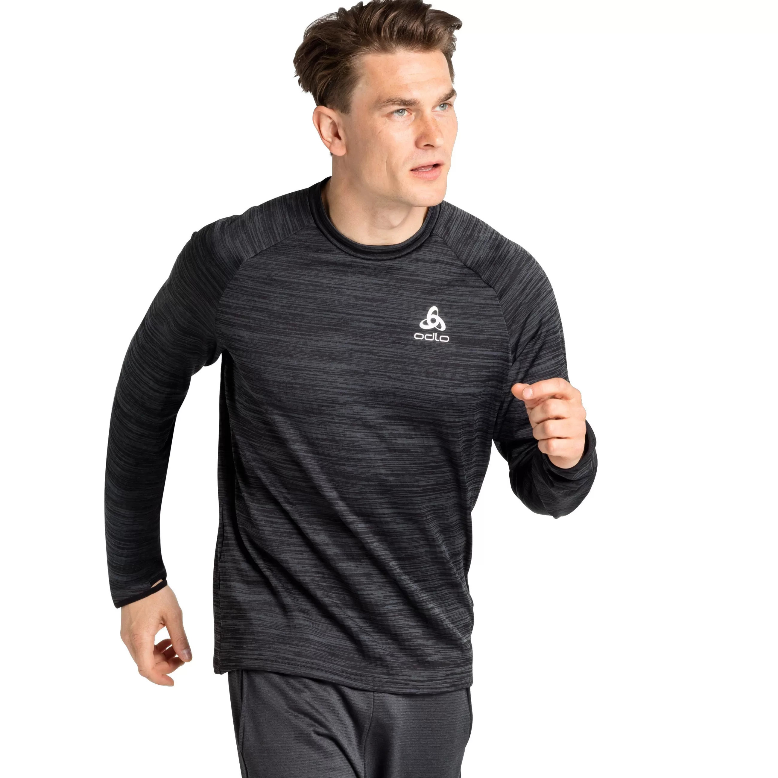 Mid Layers & Longsleeves^Odlo The Run Easy Warm Mid Layer Black Melange