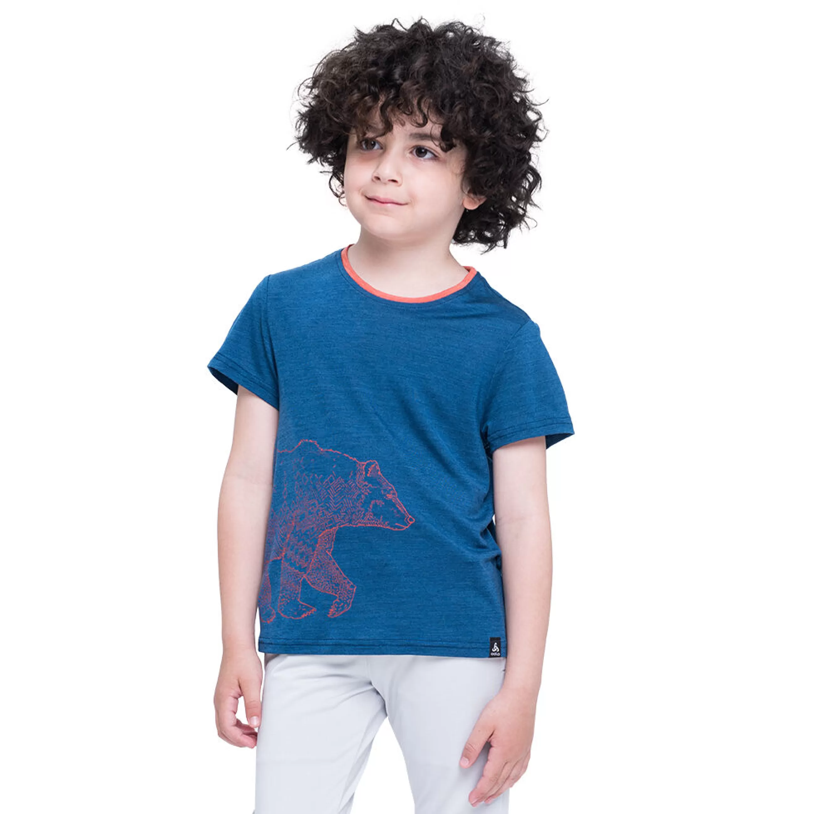 Clothing^Odlo The Weact Kids' Collection Concord Merino Print T-Shirt Estate Blue - Graphic Bear