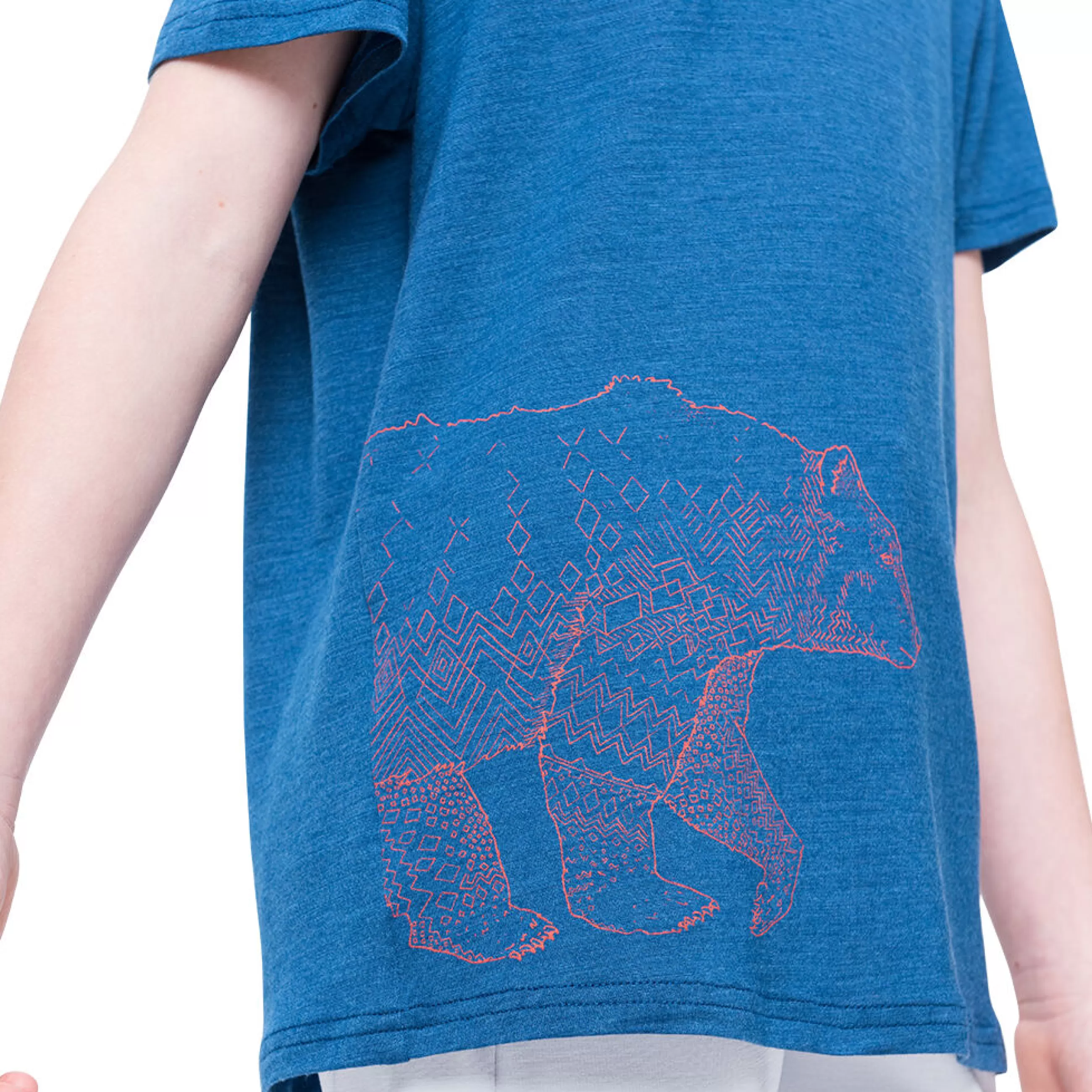 Clothing^Odlo The Weact Kids' Collection Concord Merino Print T-Shirt Estate Blue - Graphic Bear