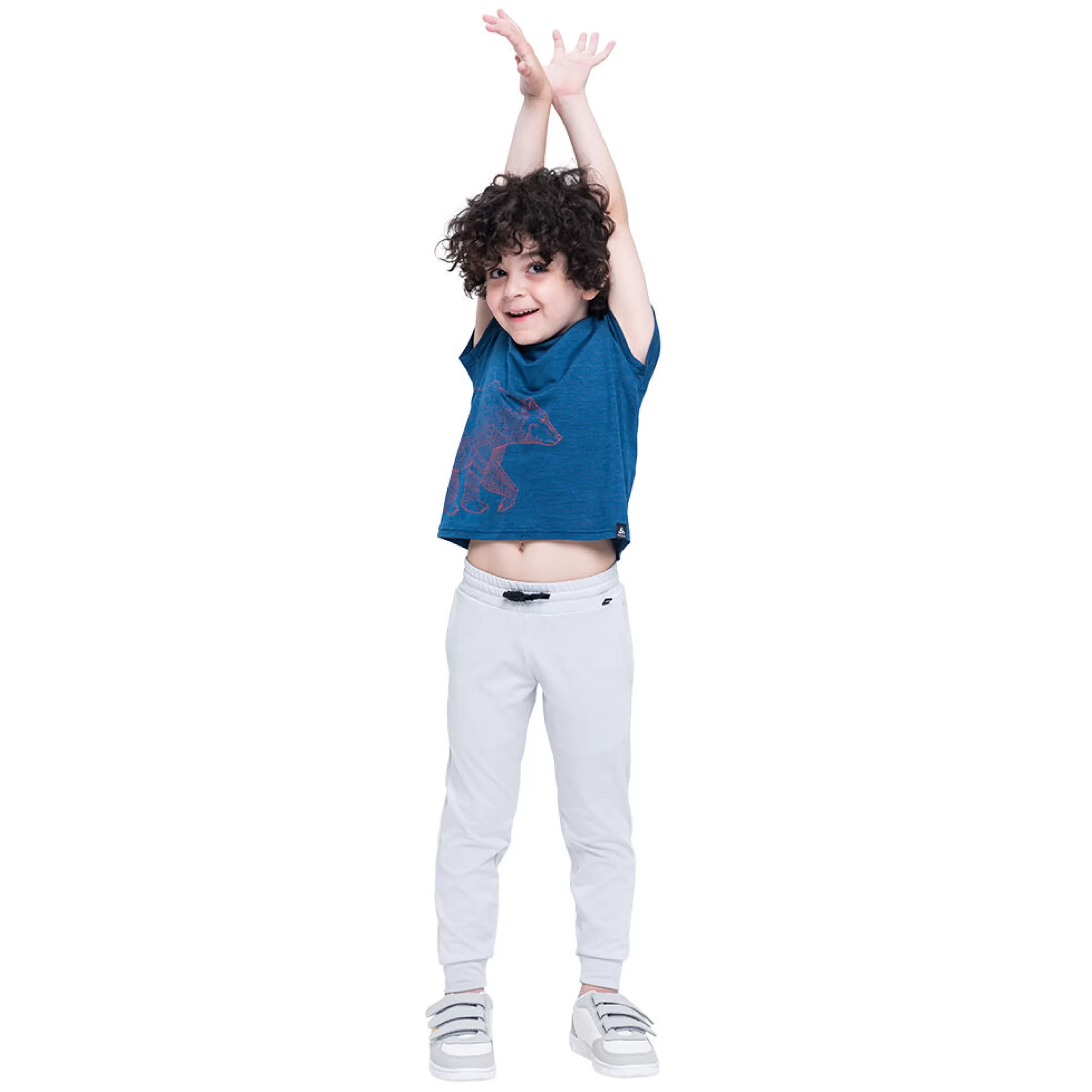 Clothing^Odlo The Weact Kids' Collection Concord Merino Print T-Shirt Estate Blue - Graphic Bear