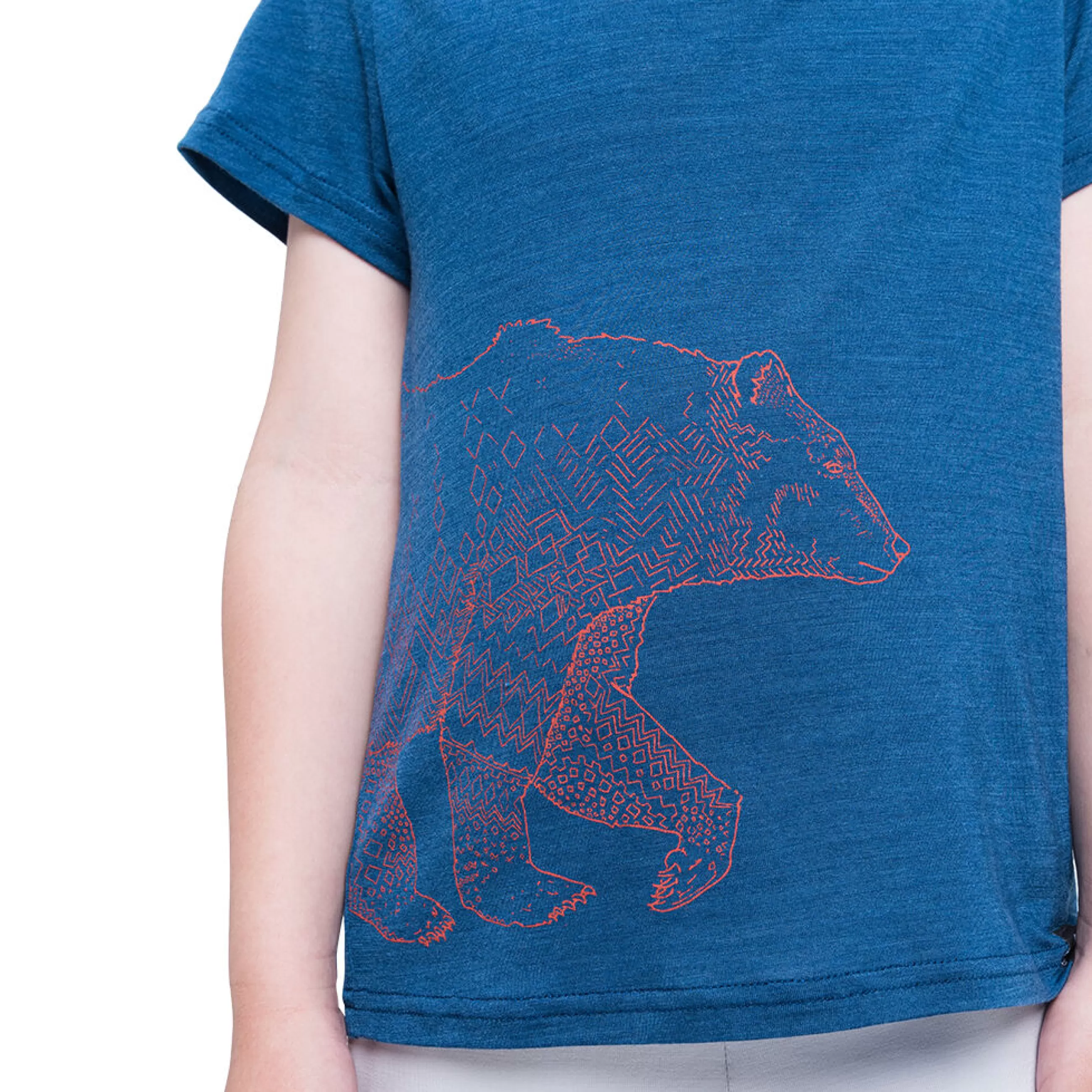 Clothing^Odlo The Weact Kids' Collection Concord Merino Print T-Shirt Estate Blue - Graphic Bear