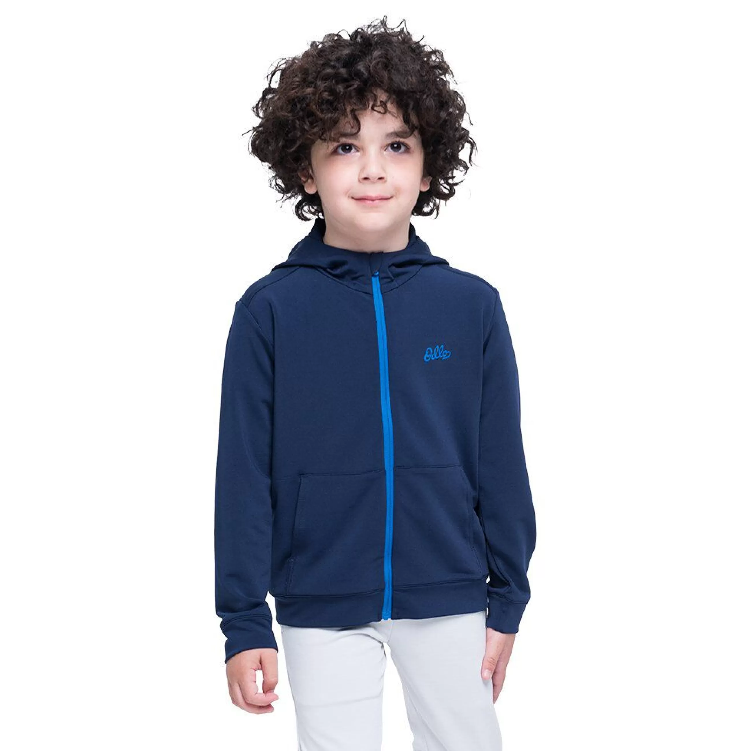 Clothing^Odlo The Weact Kids' Collection Full Zip Hoody Peacoat - Energy Blue