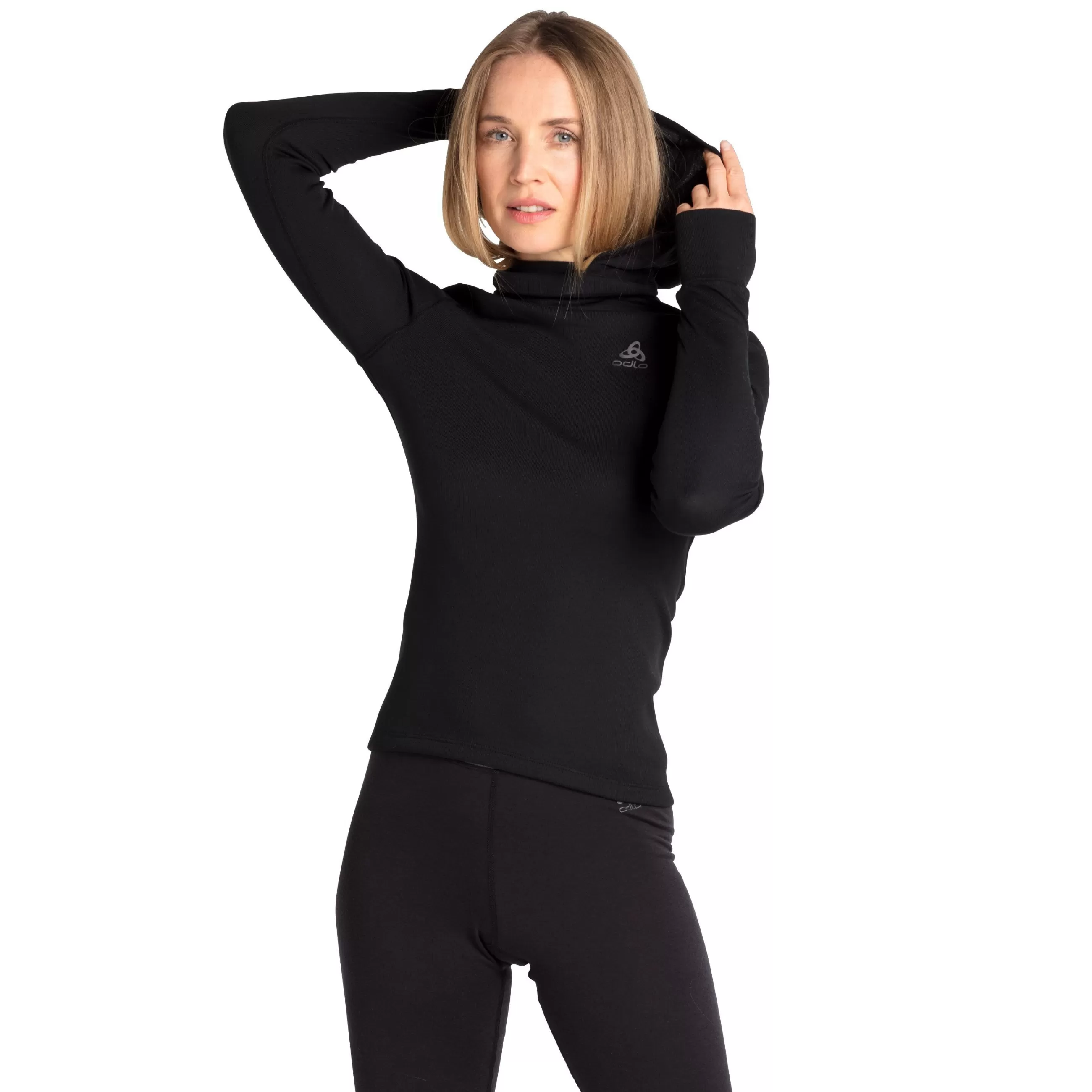 Base Layers^Odlo The Women's Active Warm Eco Base Layer Top With Facemask Black