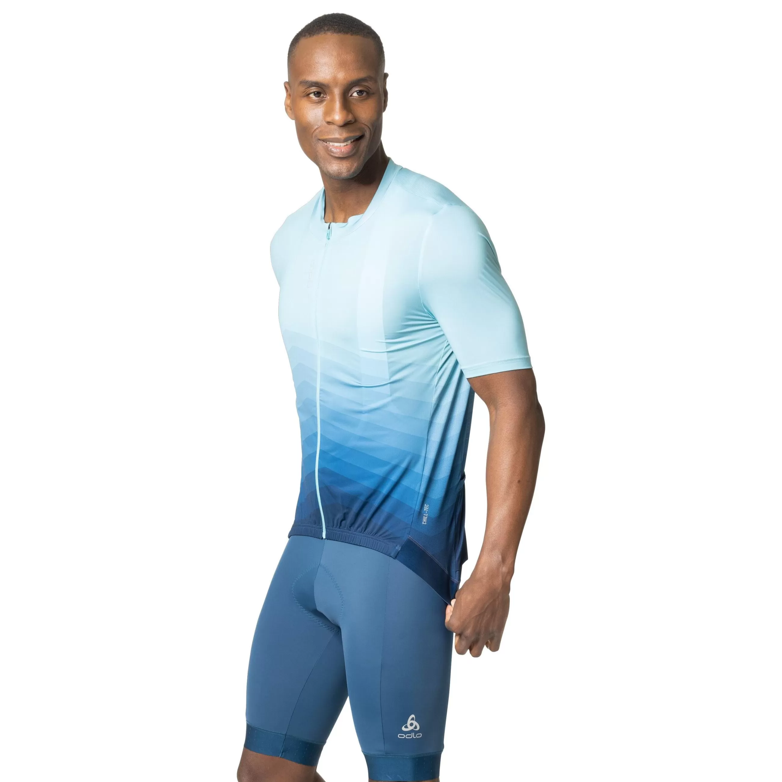 T-Shirts & Polos^Odlo The Zeroweight Chill-Tec Aero Print Jersey Porcelain - Blue Wing Teal